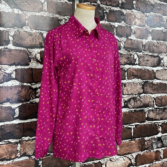 Yumi Shirt Long Sleeve Blouse Button Up Pink Size 2 / 4 - Picture 8 of 17